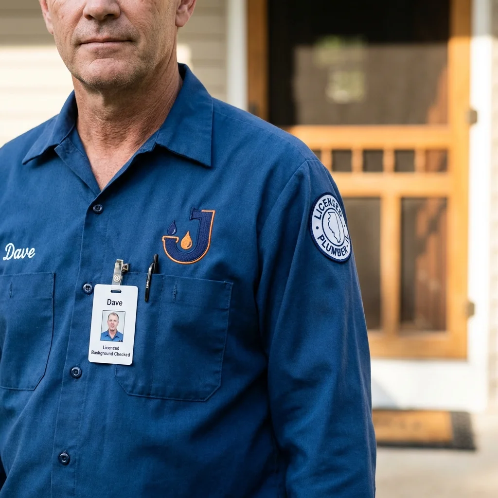 Licensed plumber showing ID badge in Childress, TX