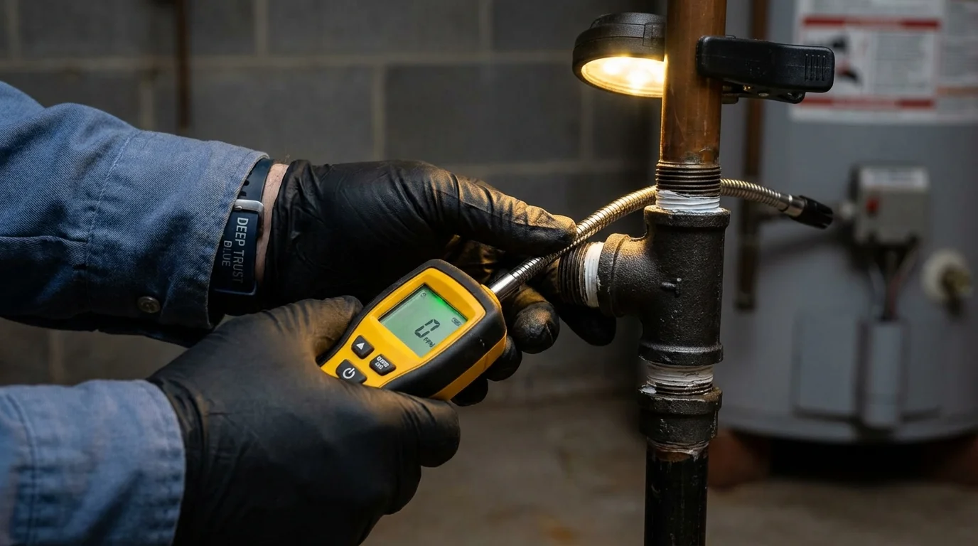 Gas leak detection with electronic sniffer by Johns Plumbing LLC in Childress